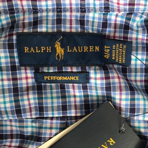 NWT 4T Ralph Lauren performance fabric button up boys plaid shirt. - Picture 2 of 10